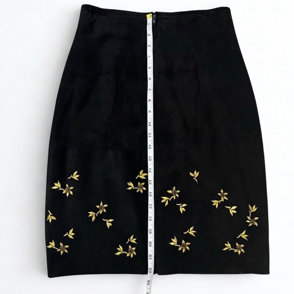 Vintage Black Suede Embroidered Jacket & Skirt Set 80s 90s era by Pia Rucci - Picture 12 of 15